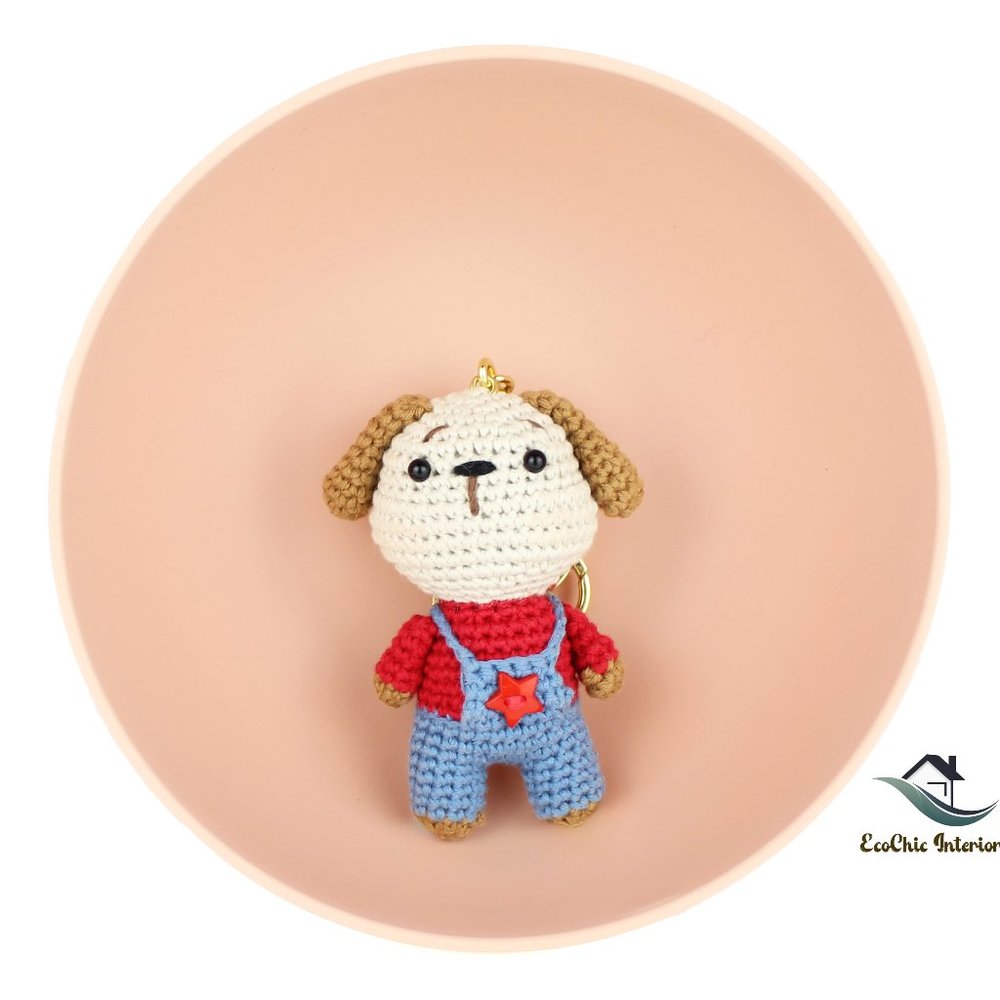 NEW Handmade Crochet Dog Amigurumi Bag Charm/ Keychain
